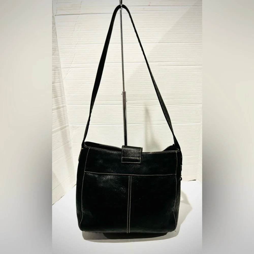 Fossil black leather hobo bag, classic minimalist everyday purse